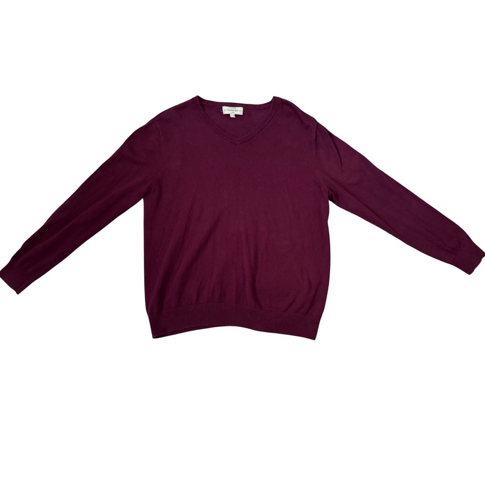 Hawker Rye Mens‎ Cotton Cashmere V Neck Sweater Burgundy Size Large